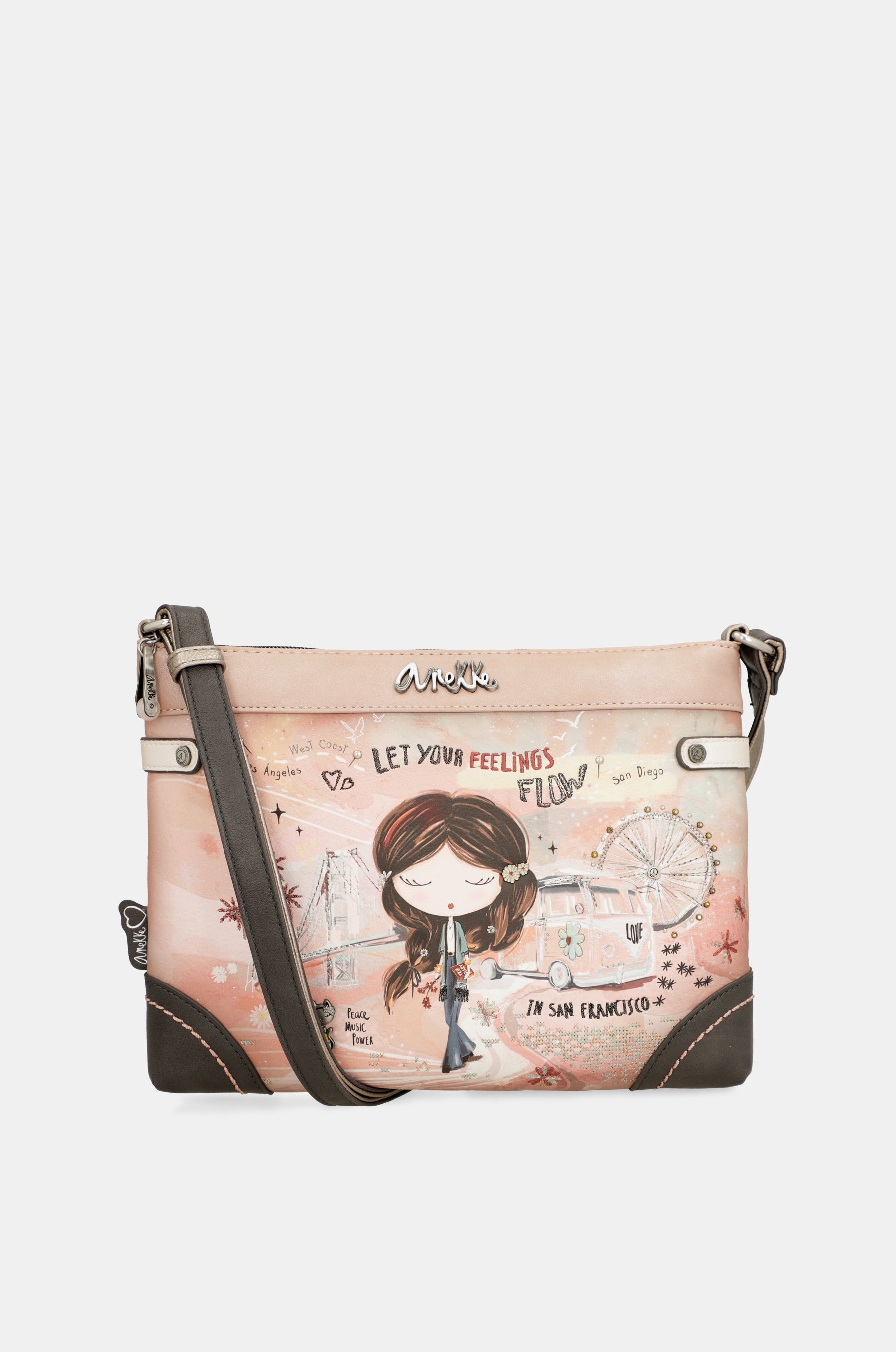 Peace & Love pink medium crossbody bag