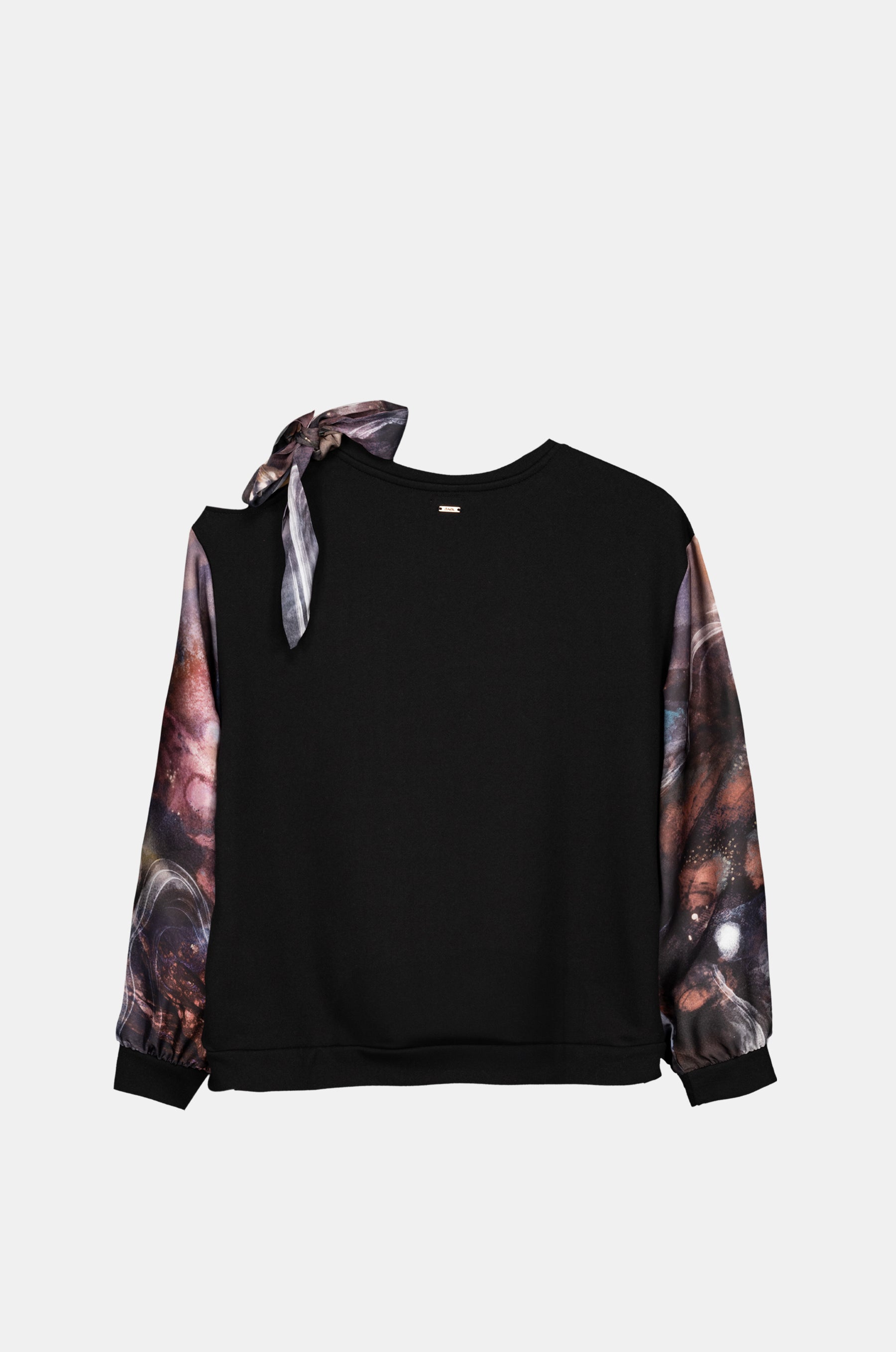 Black sweatshirt with printed sleeves