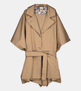 Beige cape-style trench coat