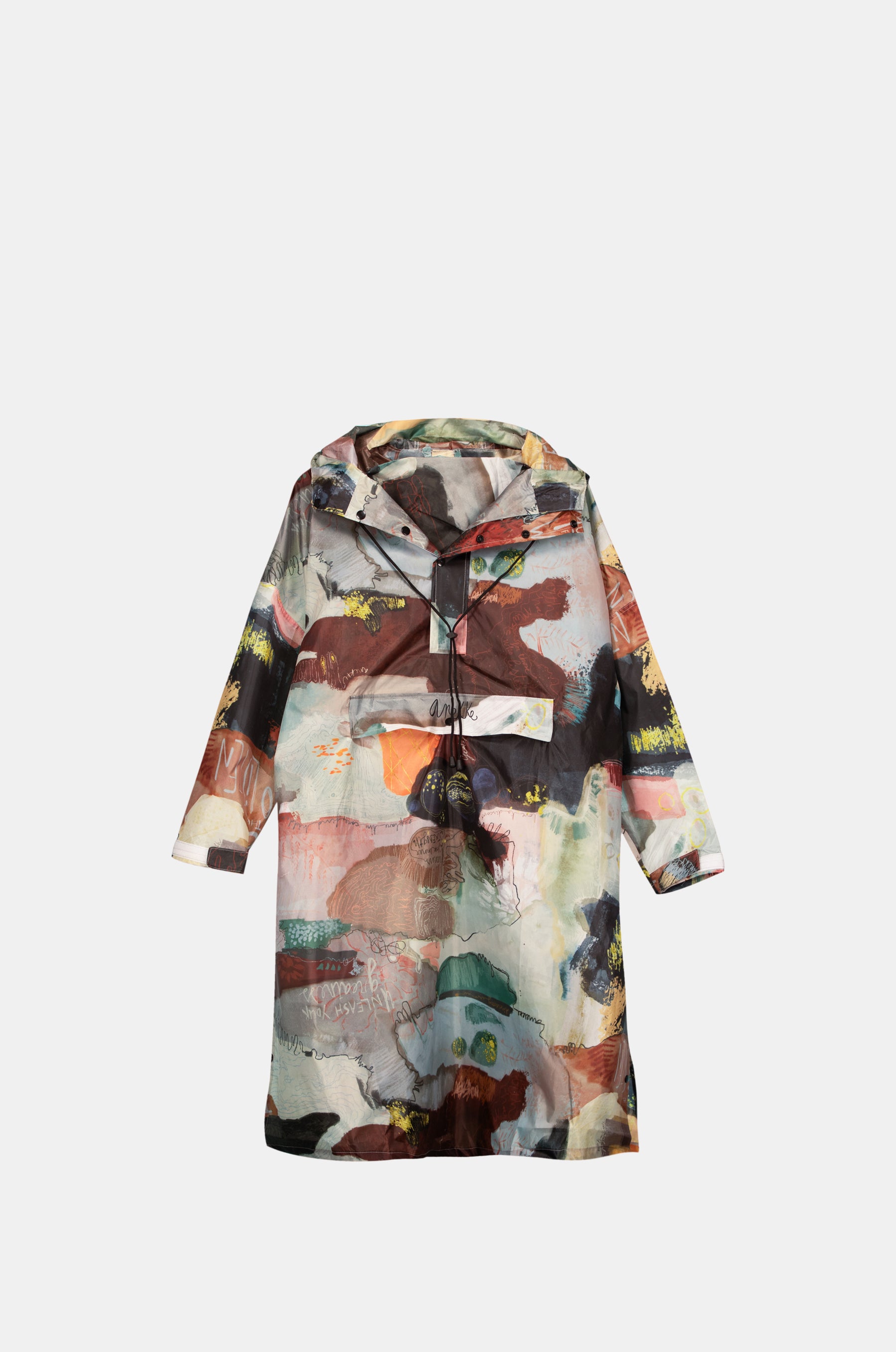 Foldable green rain jacket
