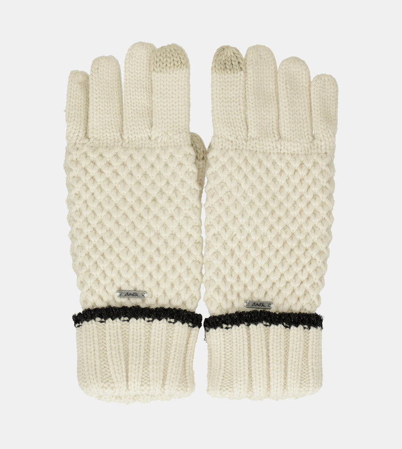 Beige knitted gloves