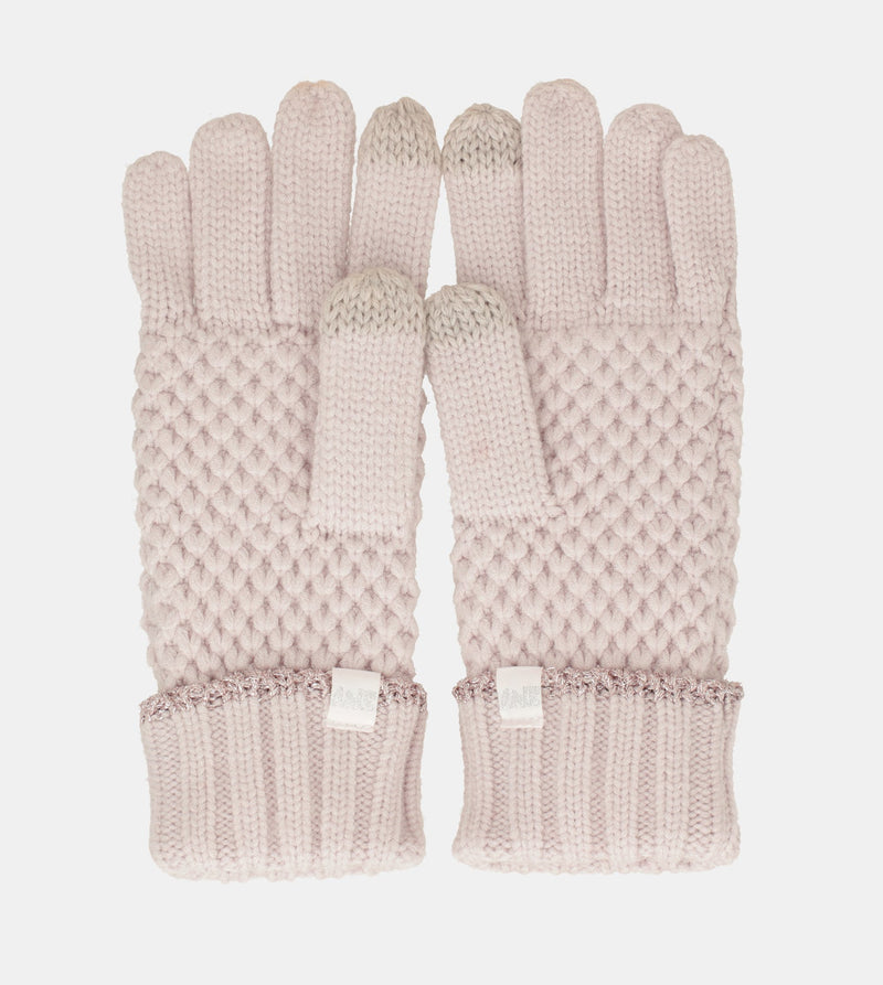 Pink knitted gloves