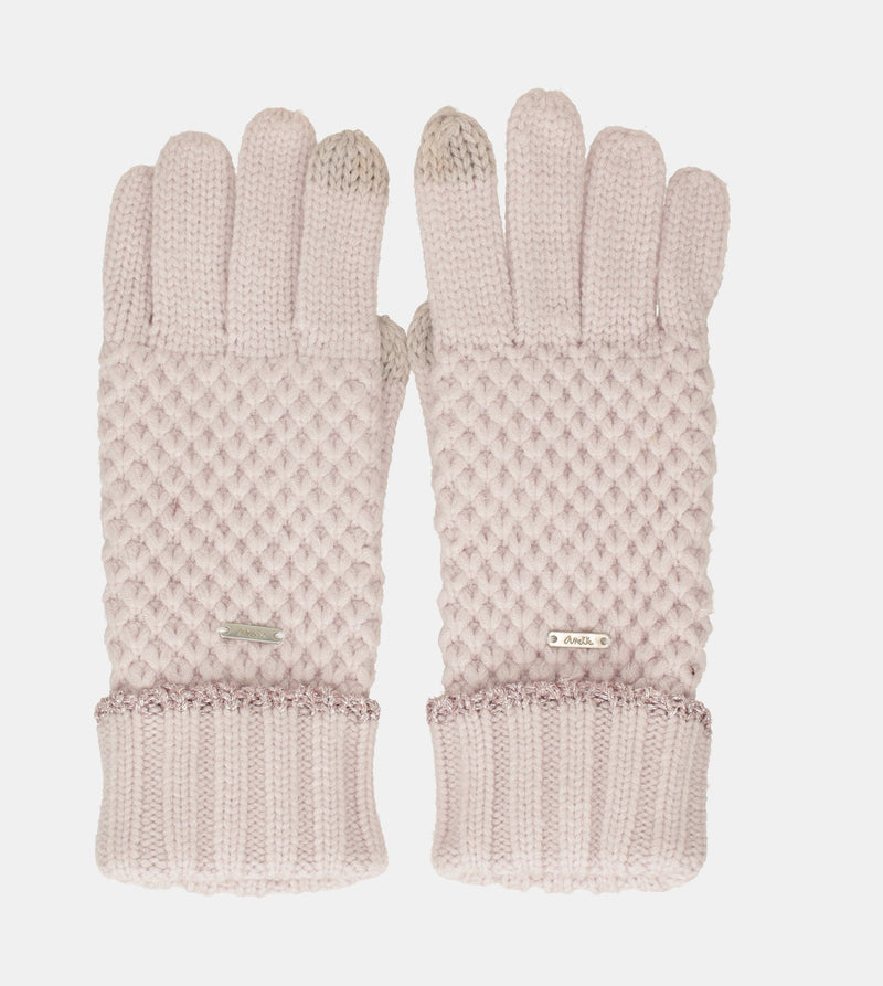 Pink knitted gloves