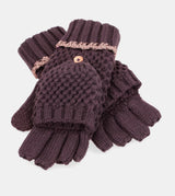 Purple knitted mittens