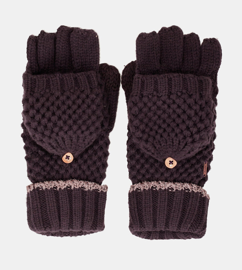 Purple knitted mittens