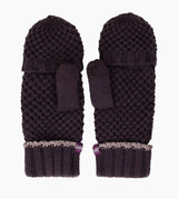 Purple knitted mittens