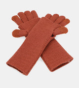 Red knitted gloves