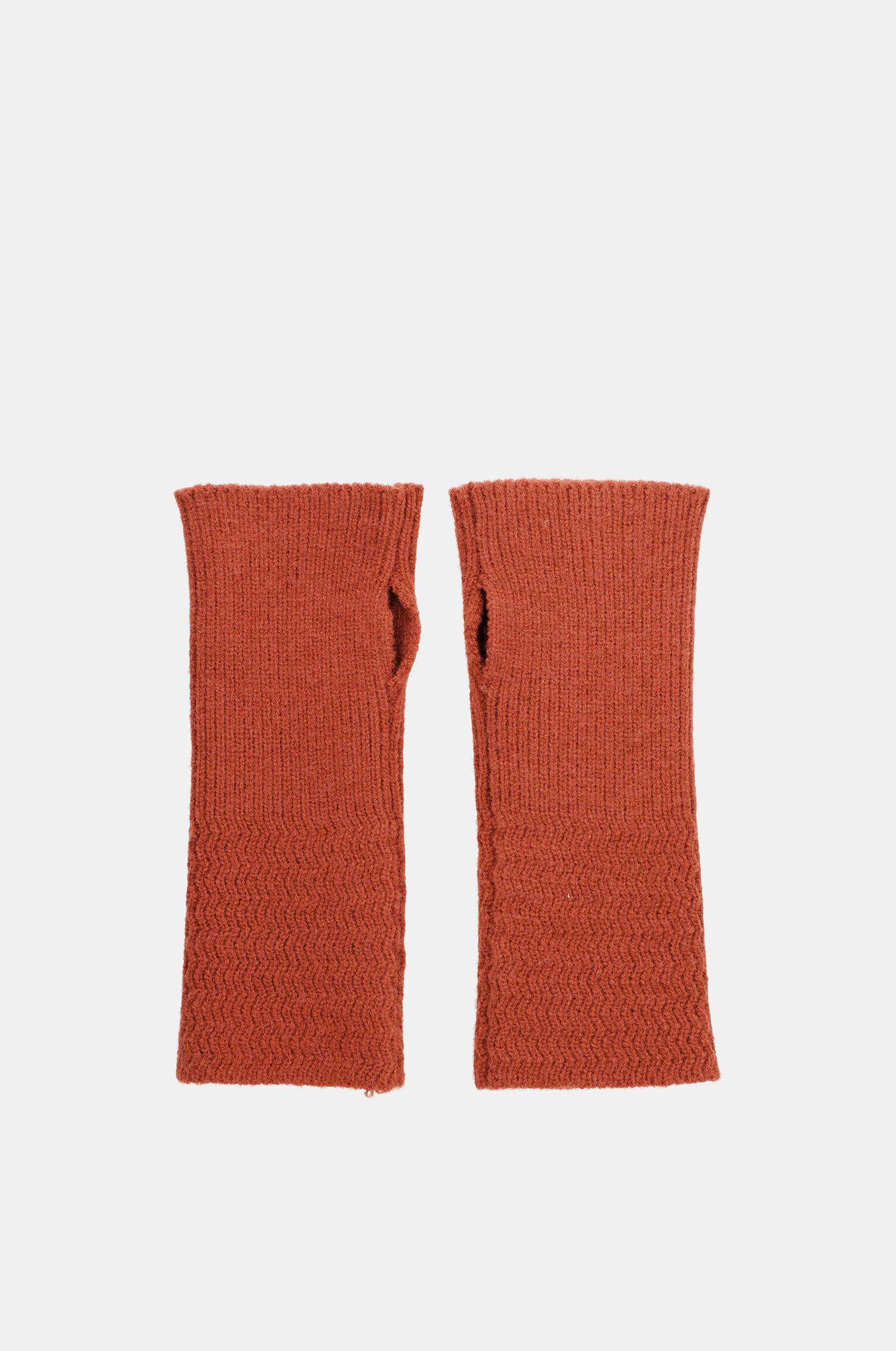 Red knitted gloves
