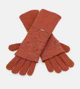 Red knitted gloves