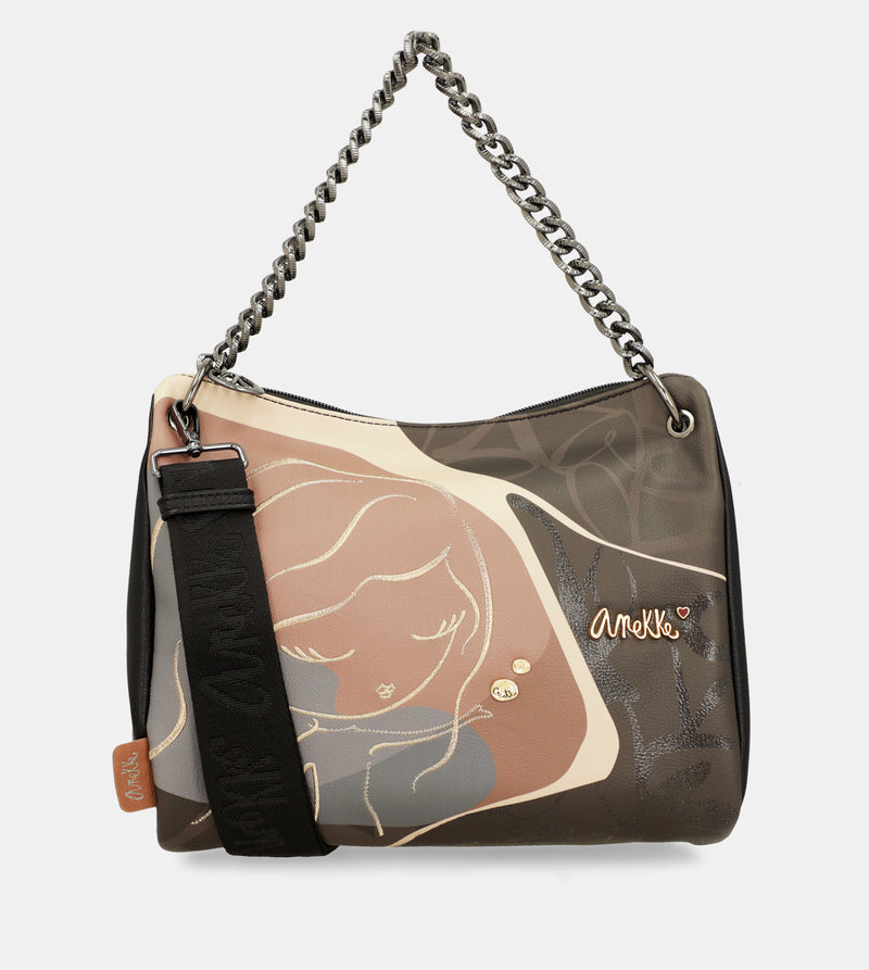 Heartbeat crossbody bag with metal handle