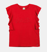 Red shiny short-sleeve T-shirt Anekke