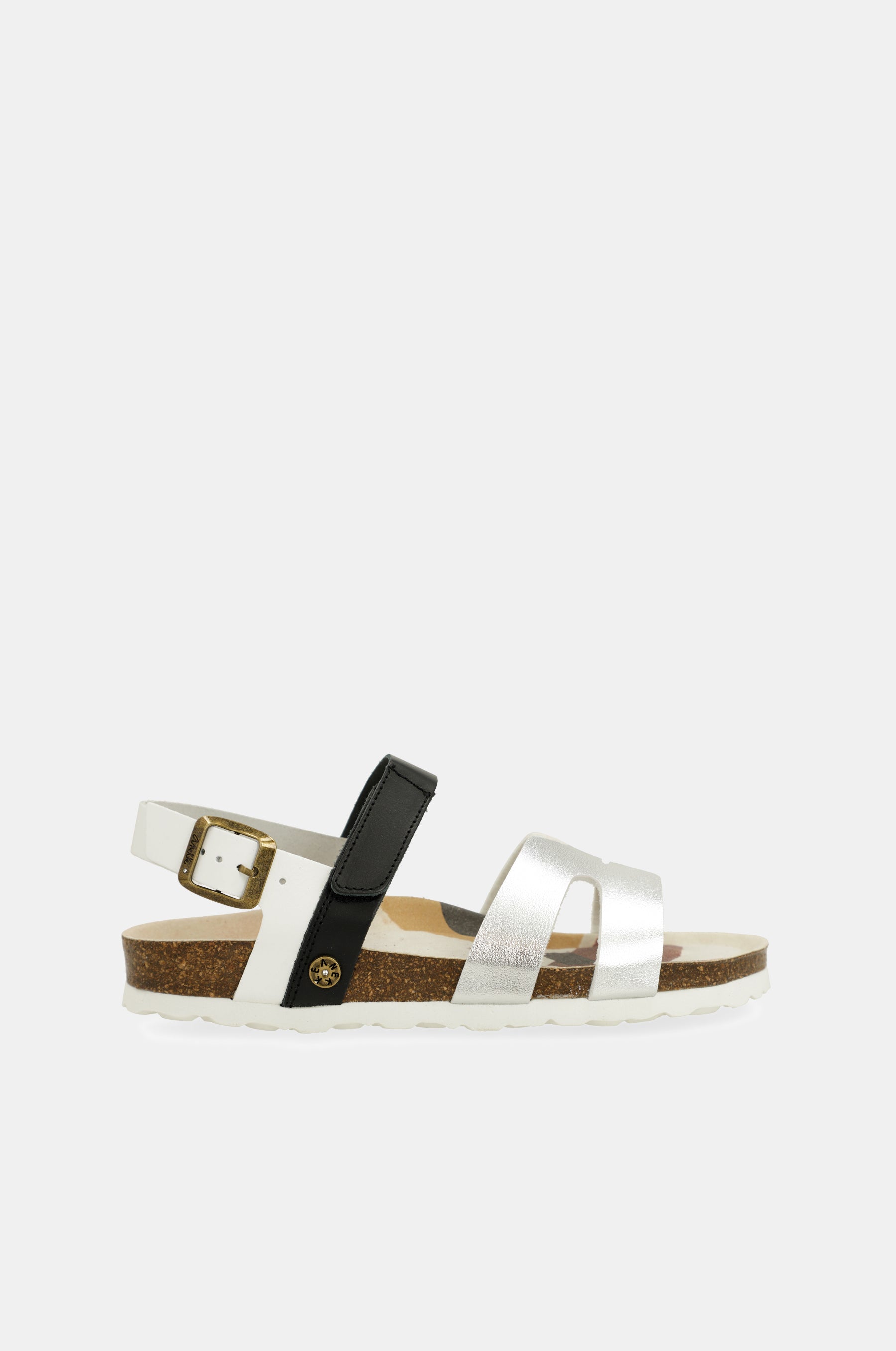 Silver and black sandals