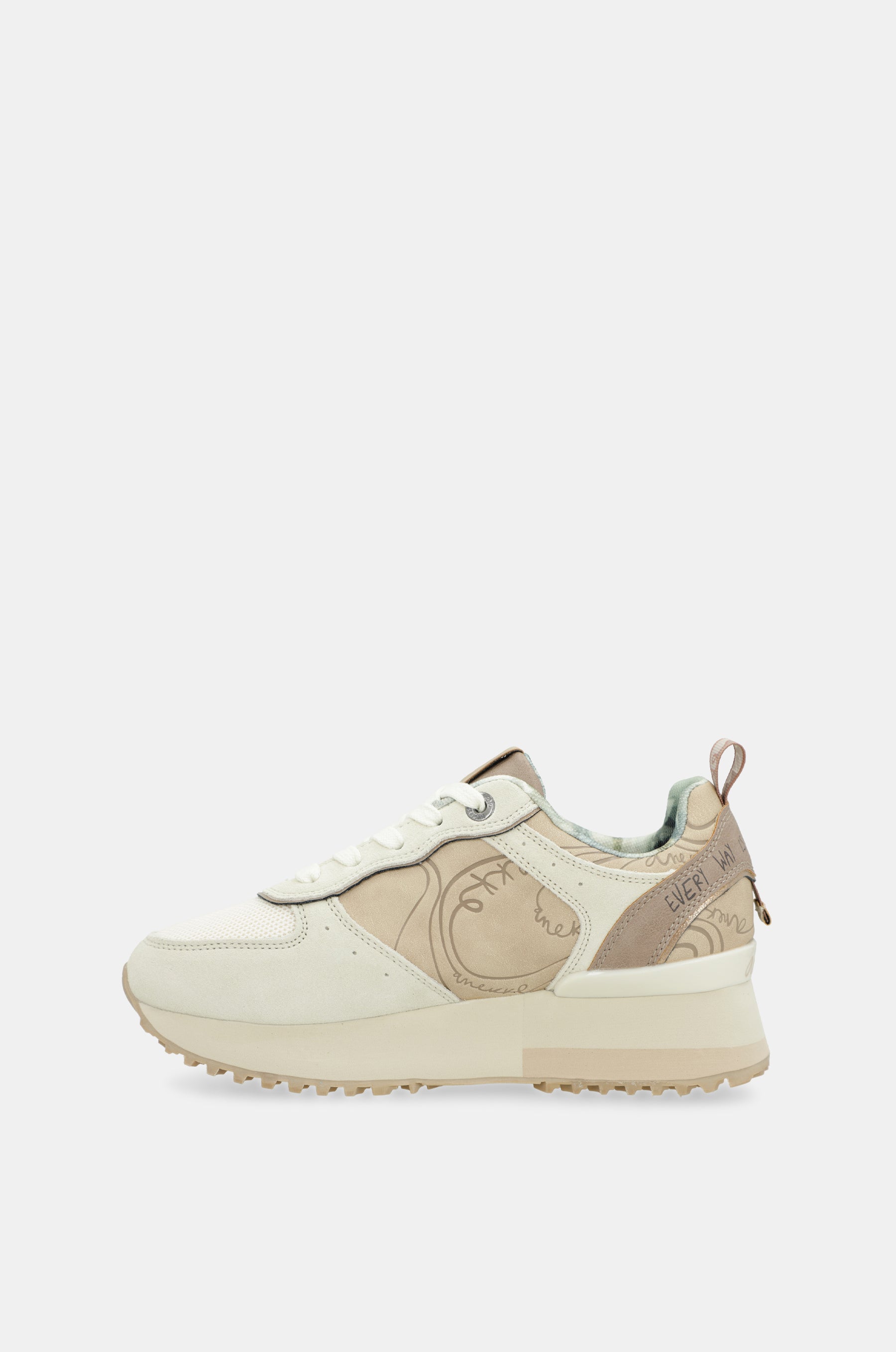 Beige platform sneakers