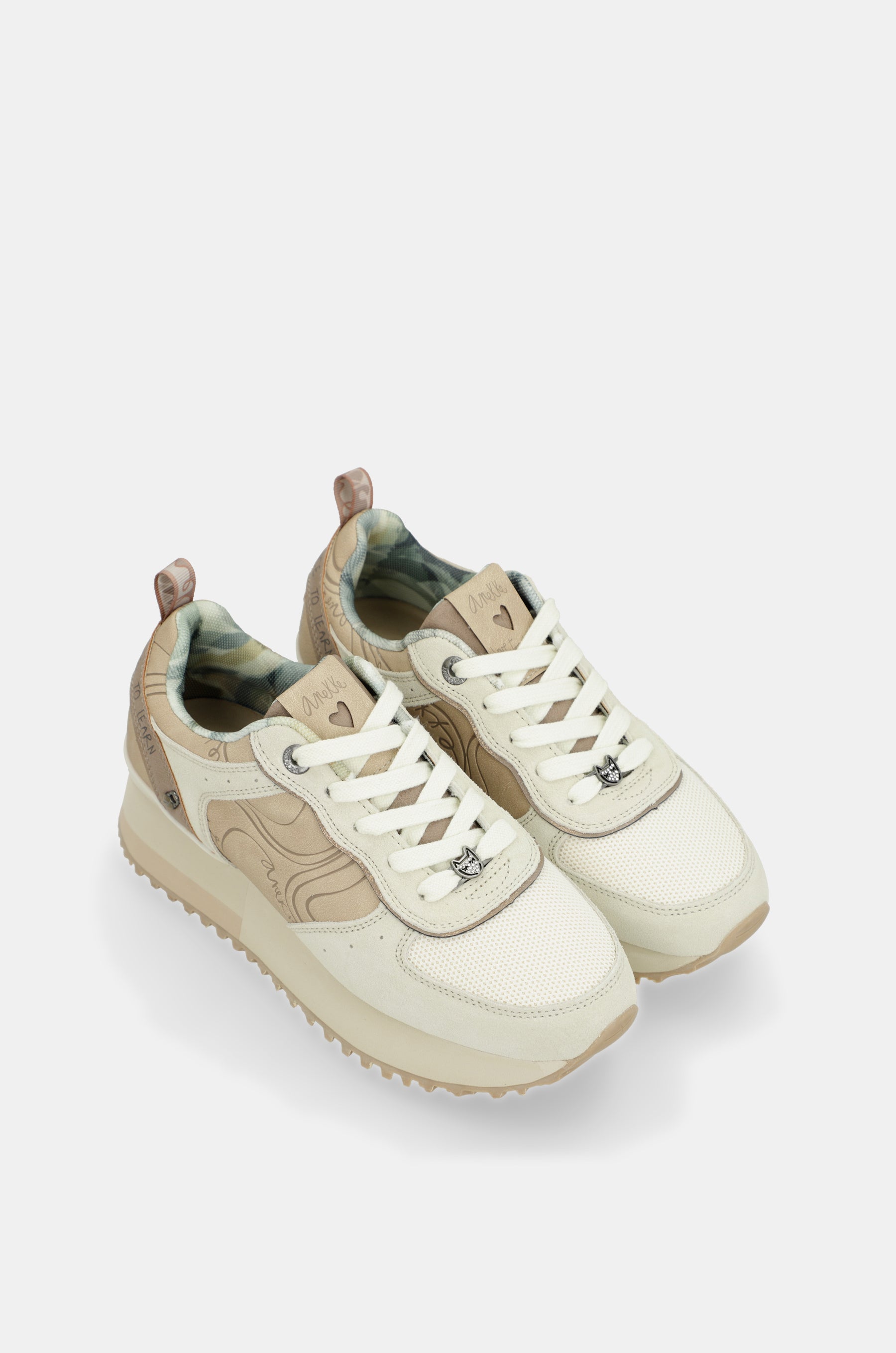 Beige platform sneakers