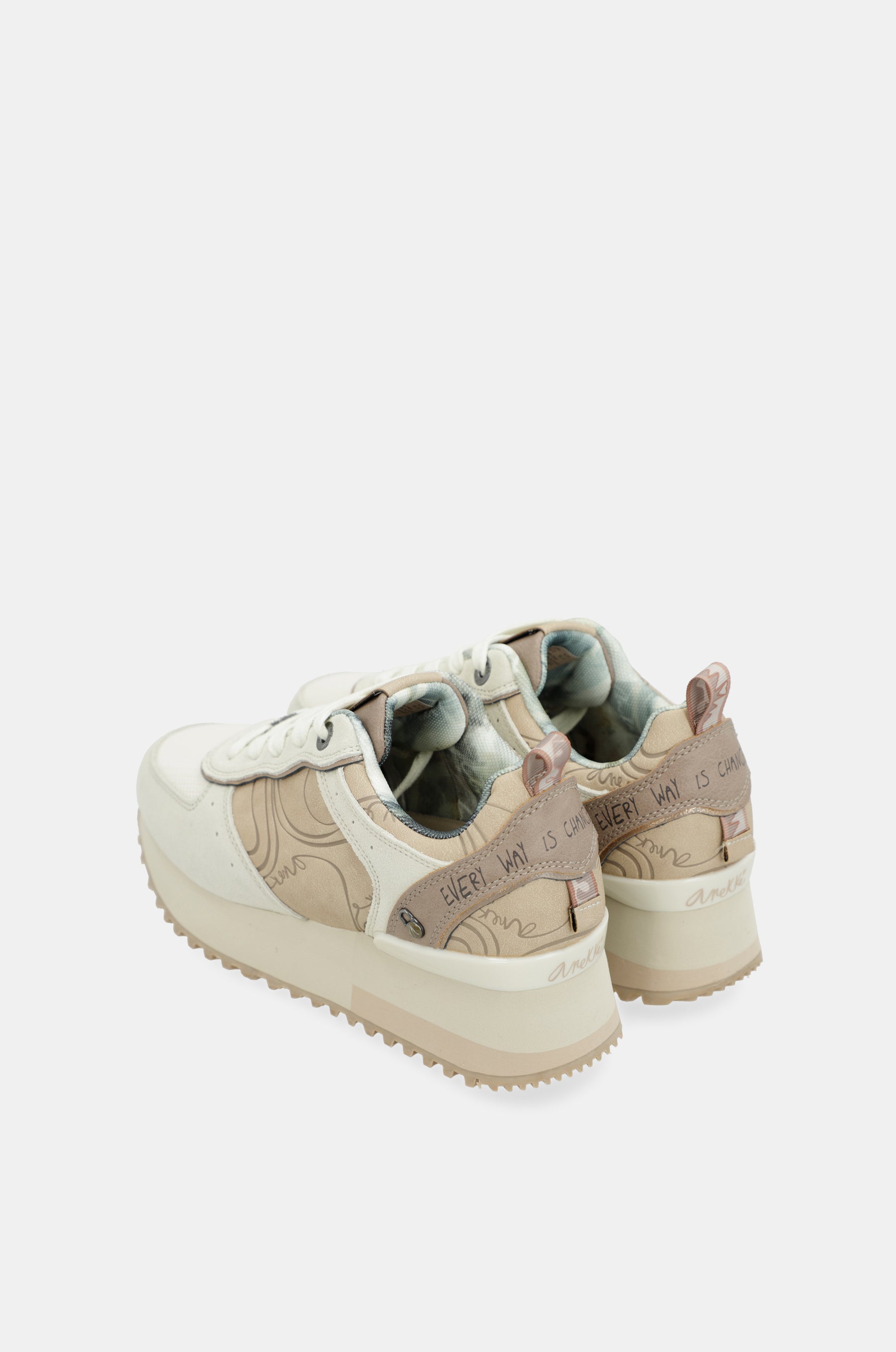 Beige platform sneakers