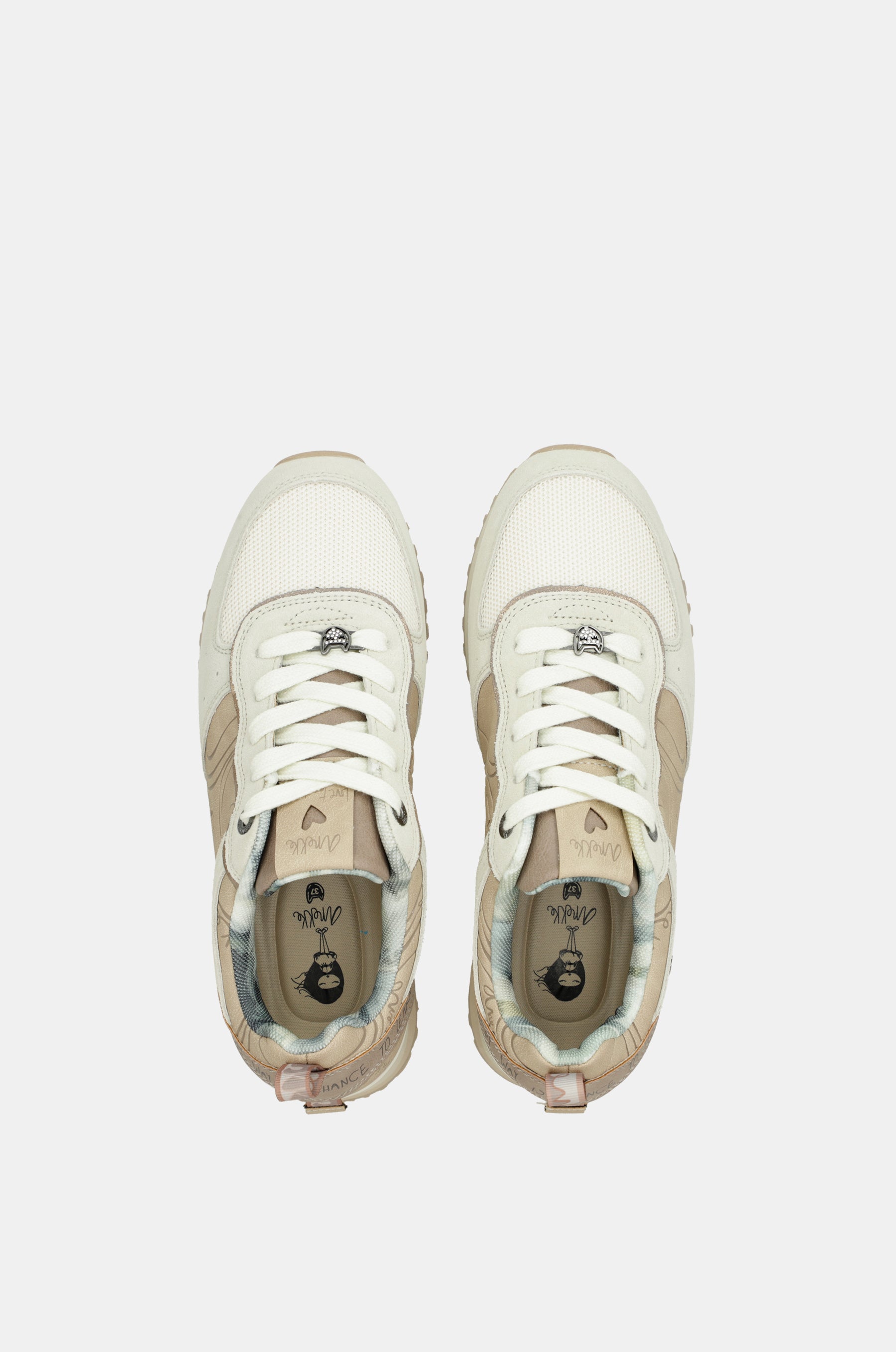 Beige platform sneakers