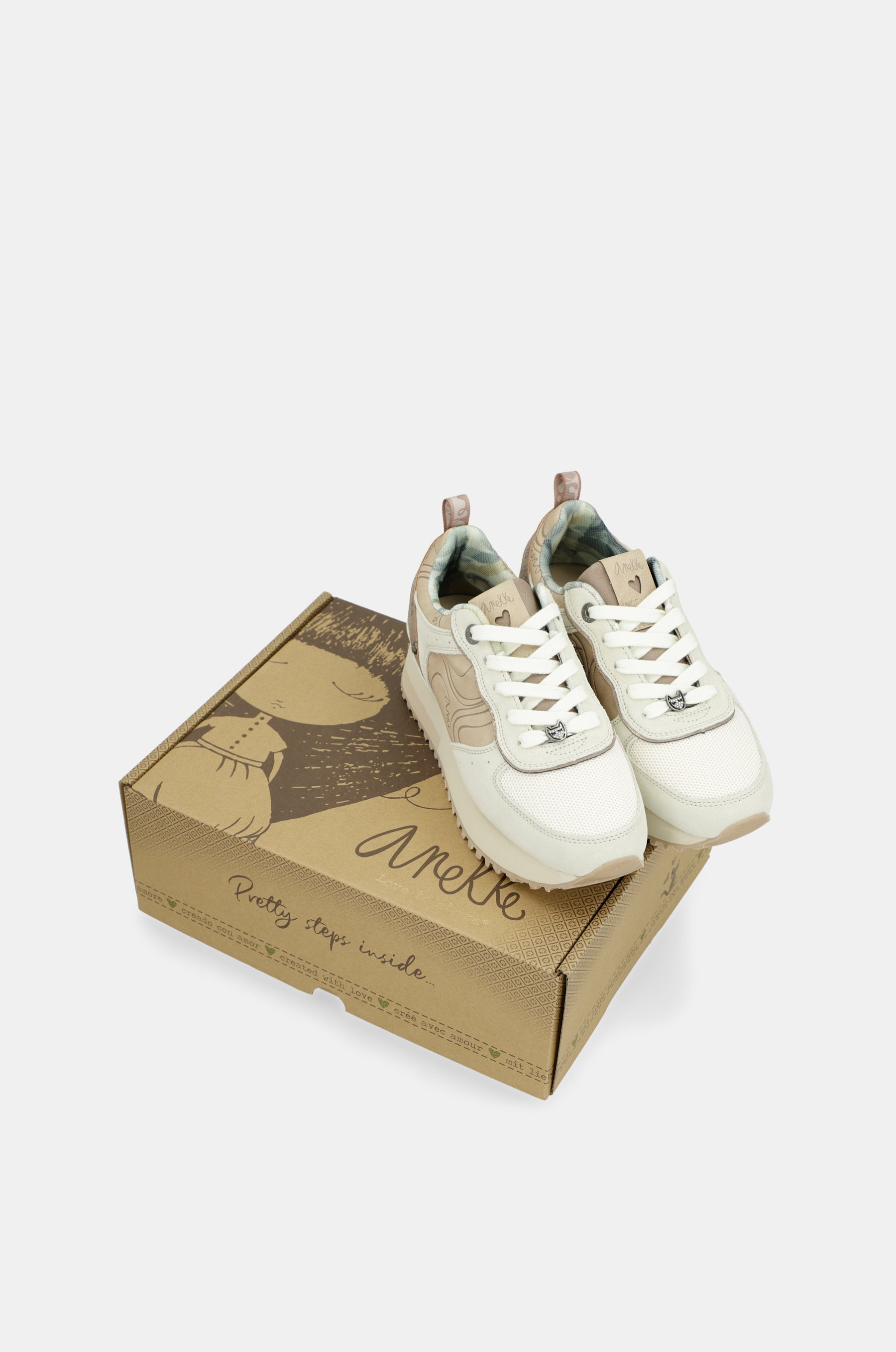 Beige platform sneakers