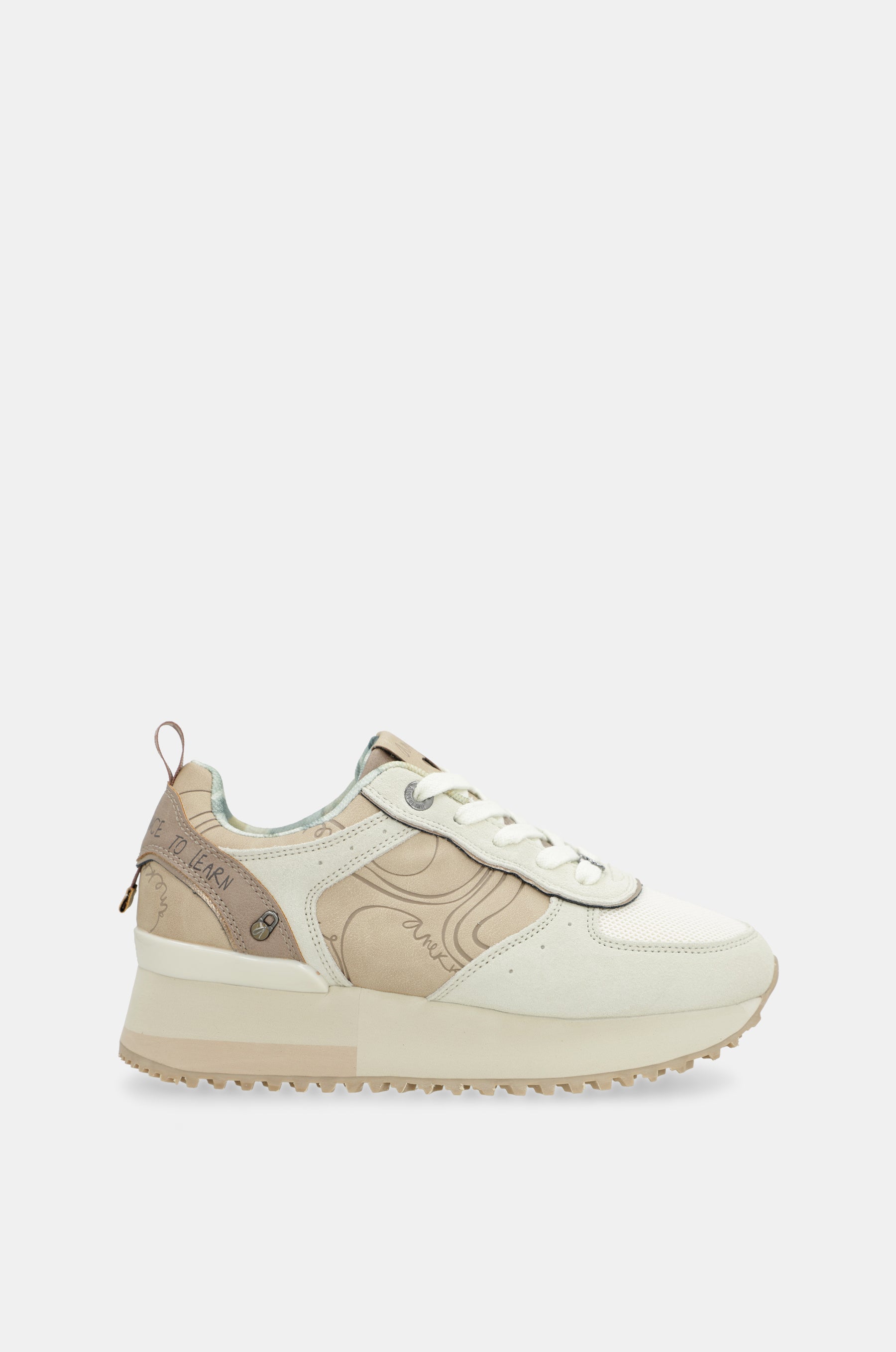 Beige platform sneakers