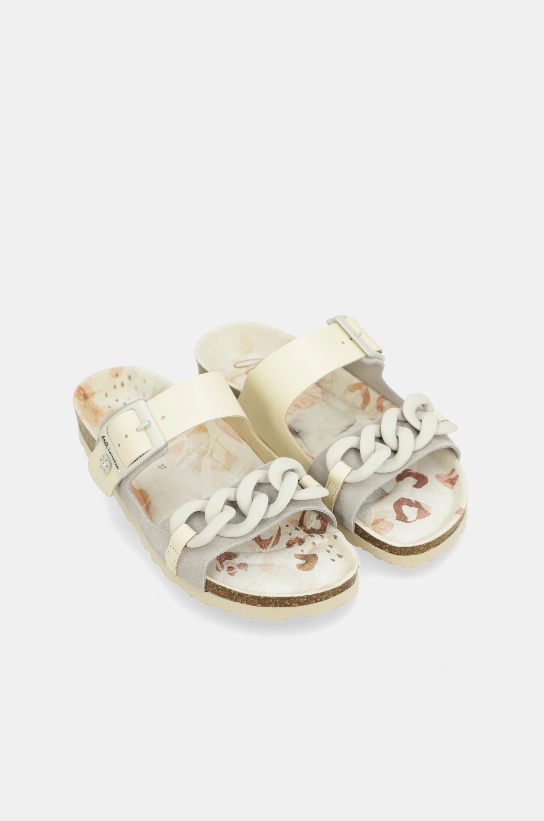 Grey chain-link bio sandals