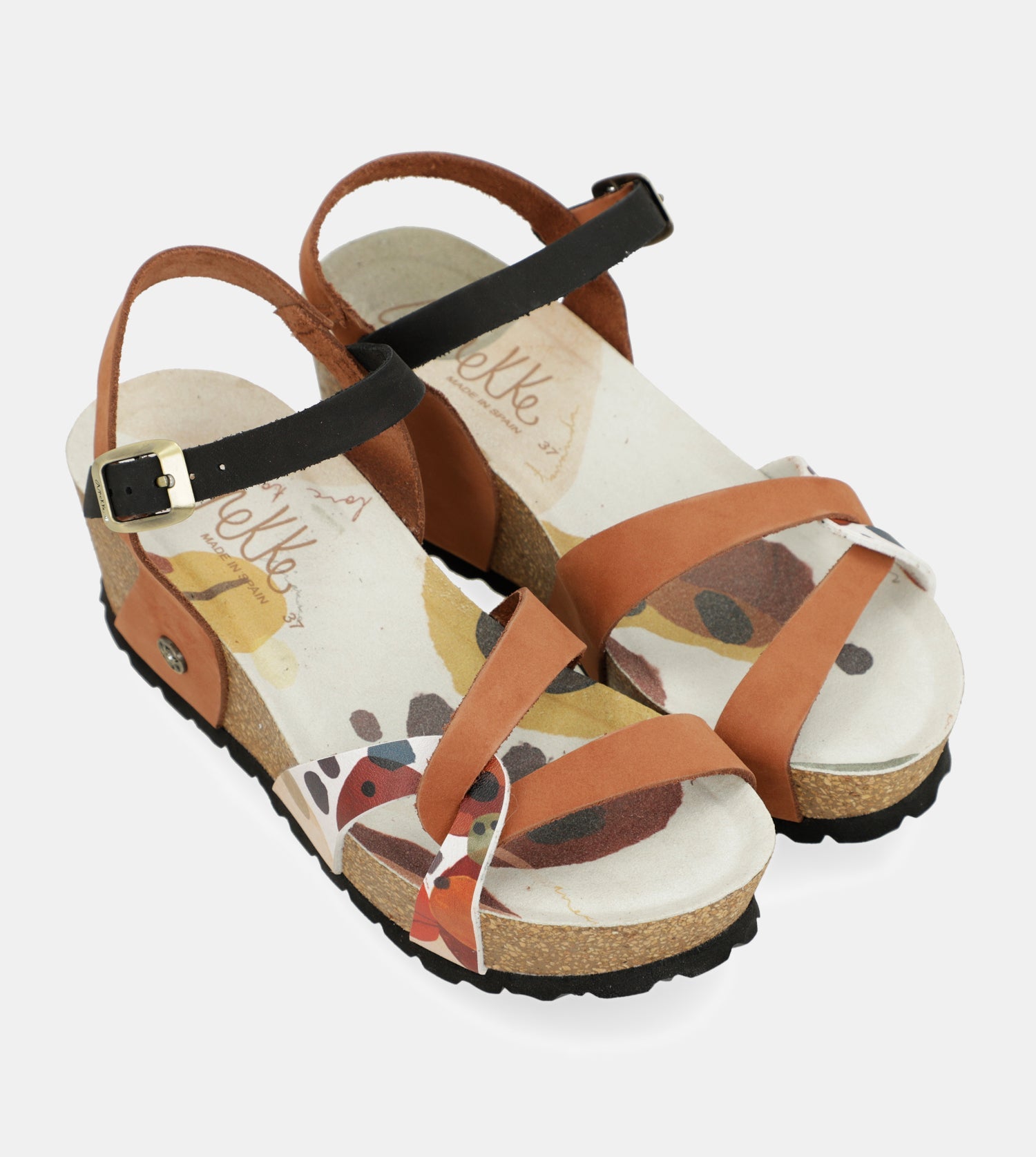 Wedge sandals bio leather straps
