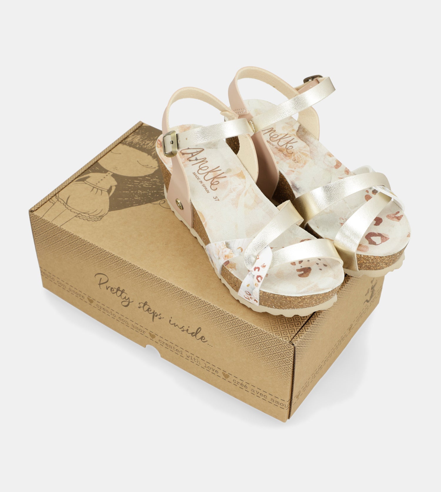 Wedge sandals bio white straps