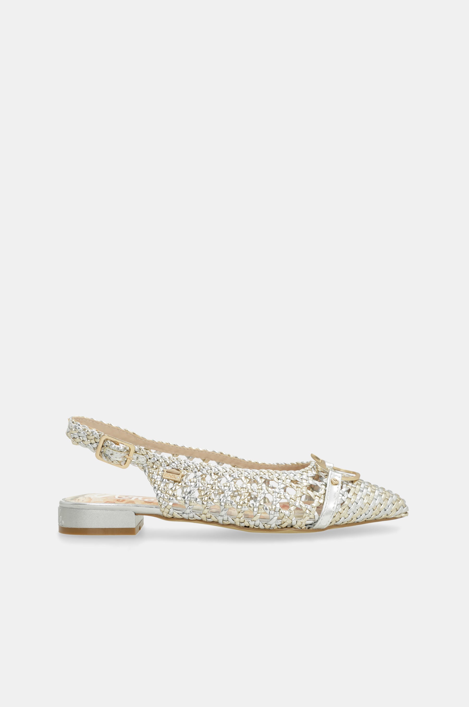 Gold and silver slingback ballet flats