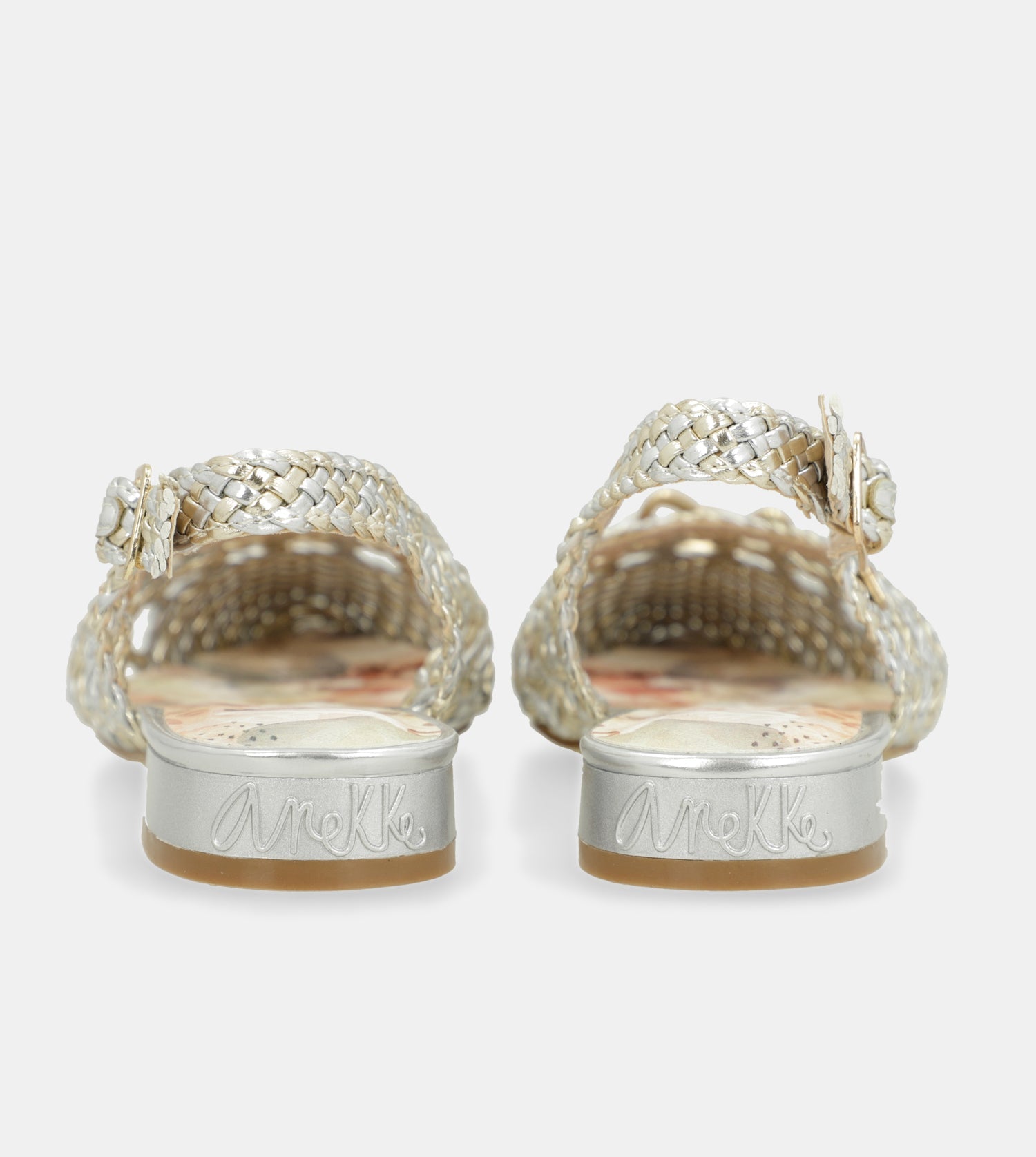 Gold and silver slingback ballet flats