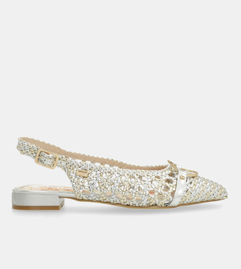 Gold and silver slingback ballet flats
