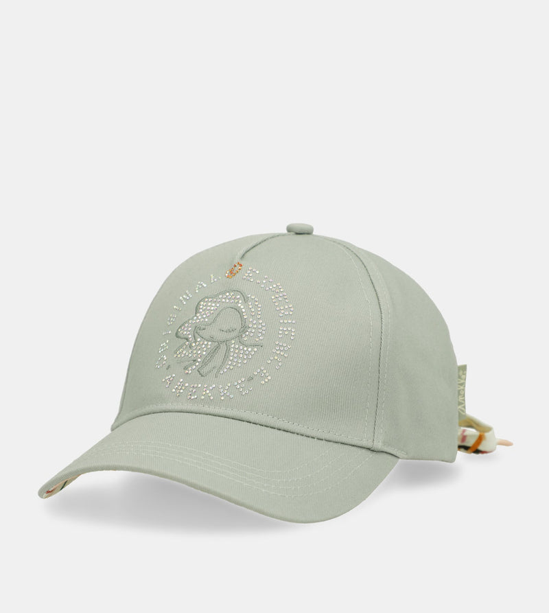 Green cap with printed bow