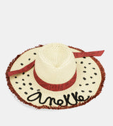 Polka dot raffia hat