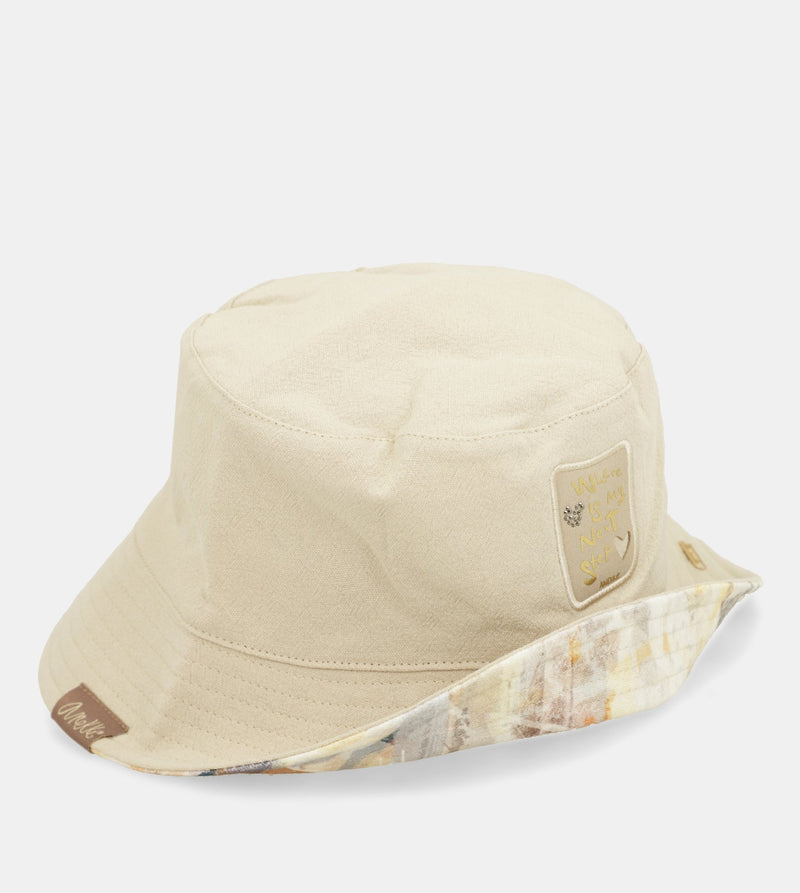 Reversible beige bucket hat