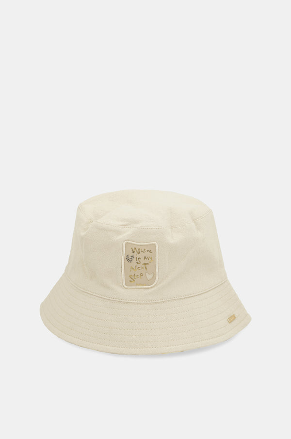 Reversible beige bucket hat