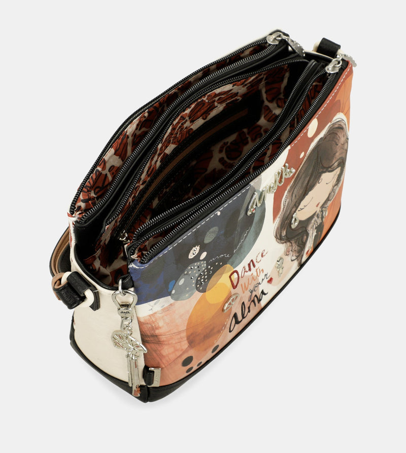 Printed crossbody bag with 3 compartments Alma