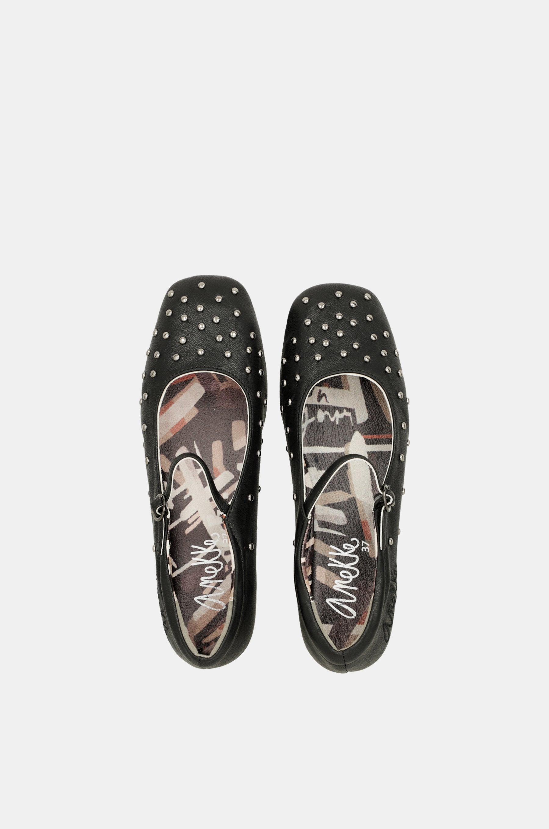 Black studded ballerinas
