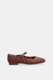 Burgundy studded ballerinas