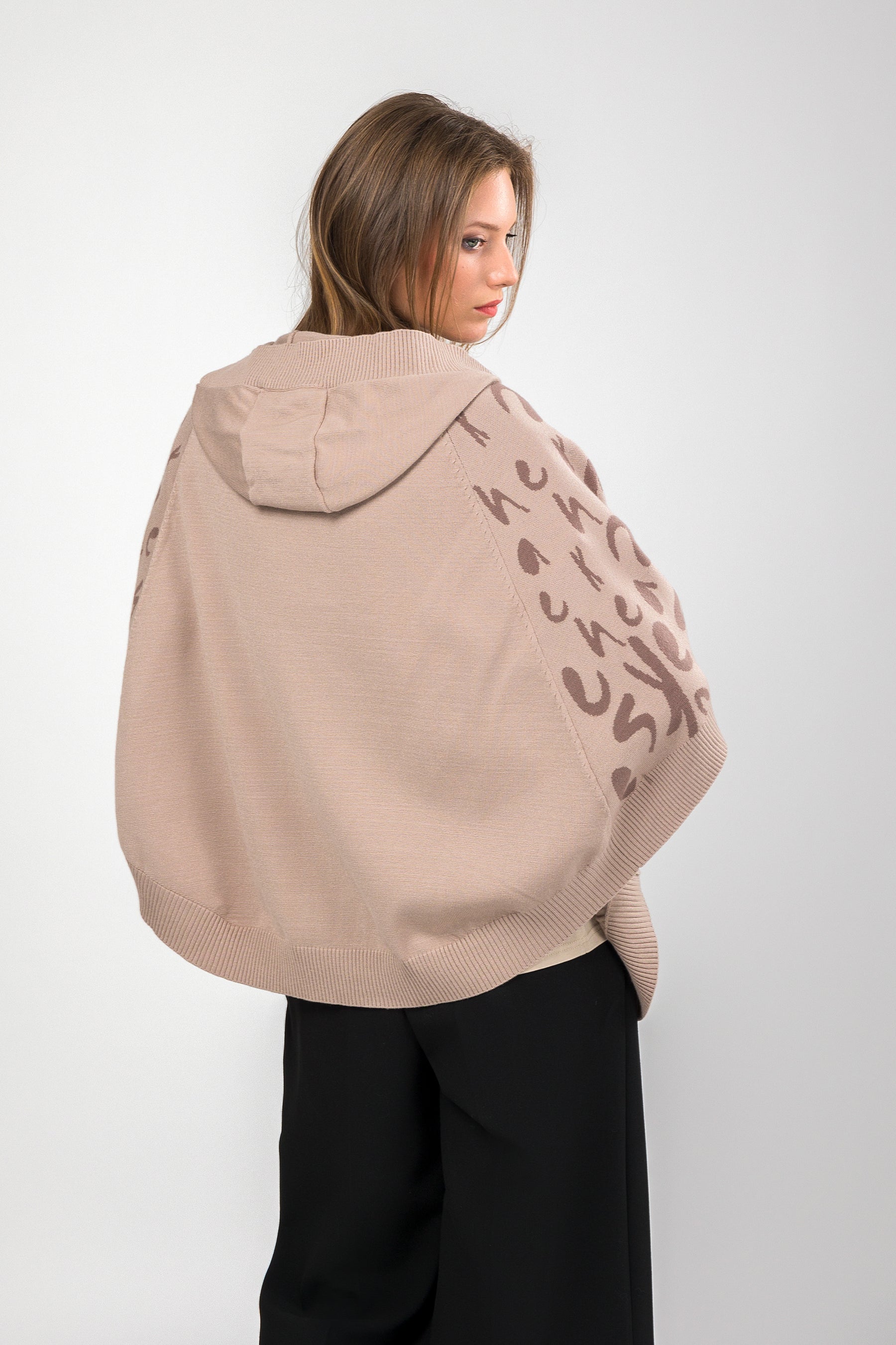Beige poncho-style jacket