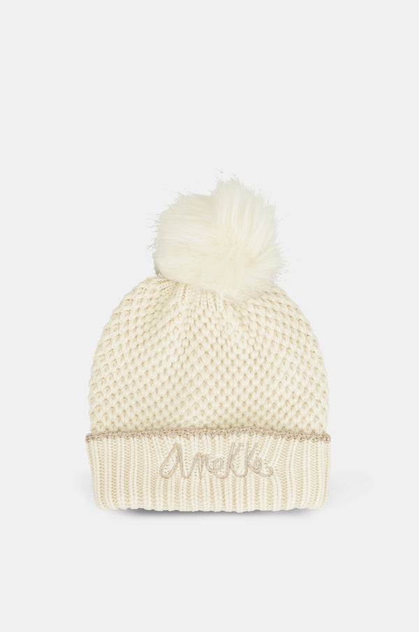Beige knitted beanie