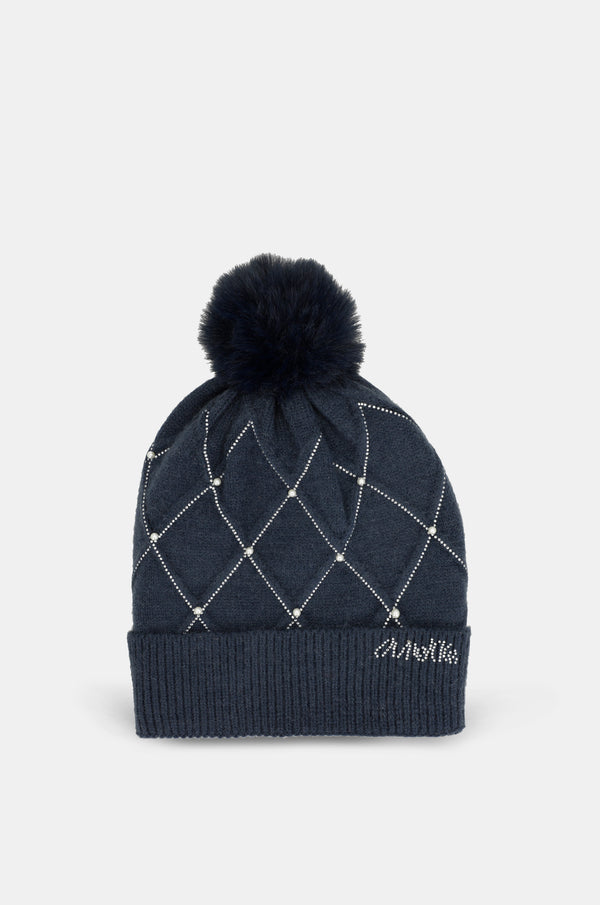 Navy blue knitted beanie