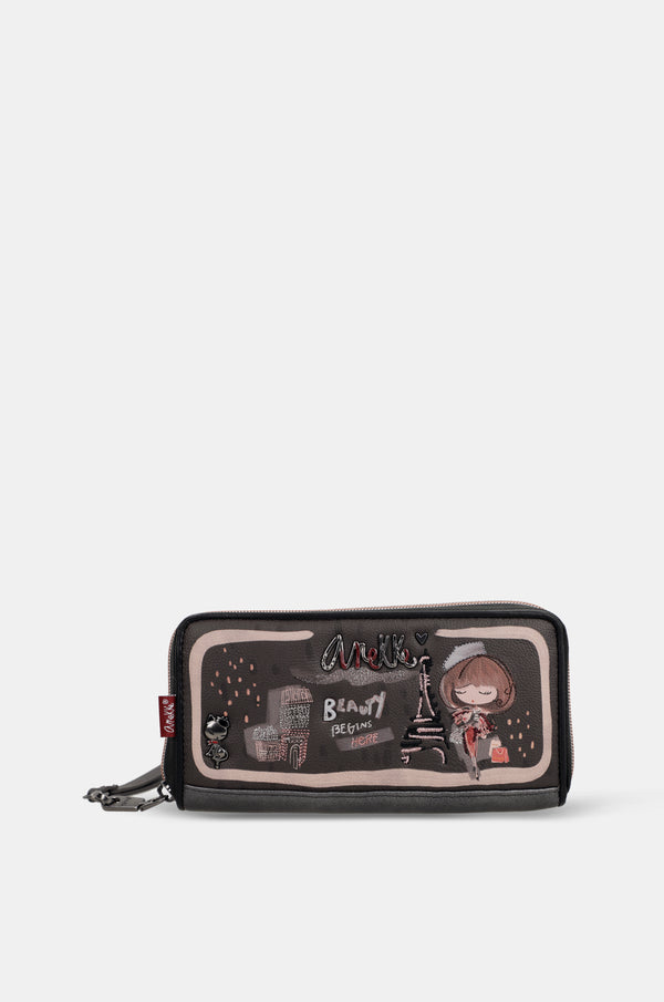 Mademoiselle printed large RFID wallet