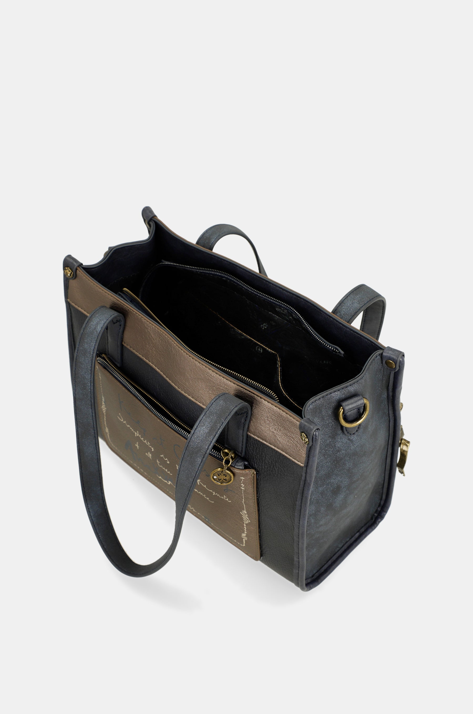 Sac Shopper Anekke Multicolore (bleu Marine/rose/beige) - Polyester, Dimensions 45x30 Cm | Idéal Courses, Voyage, Quotidien