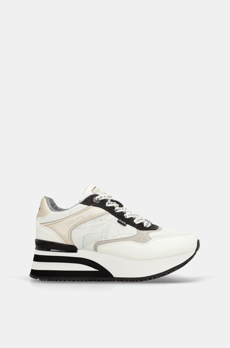 White sneakers with black details