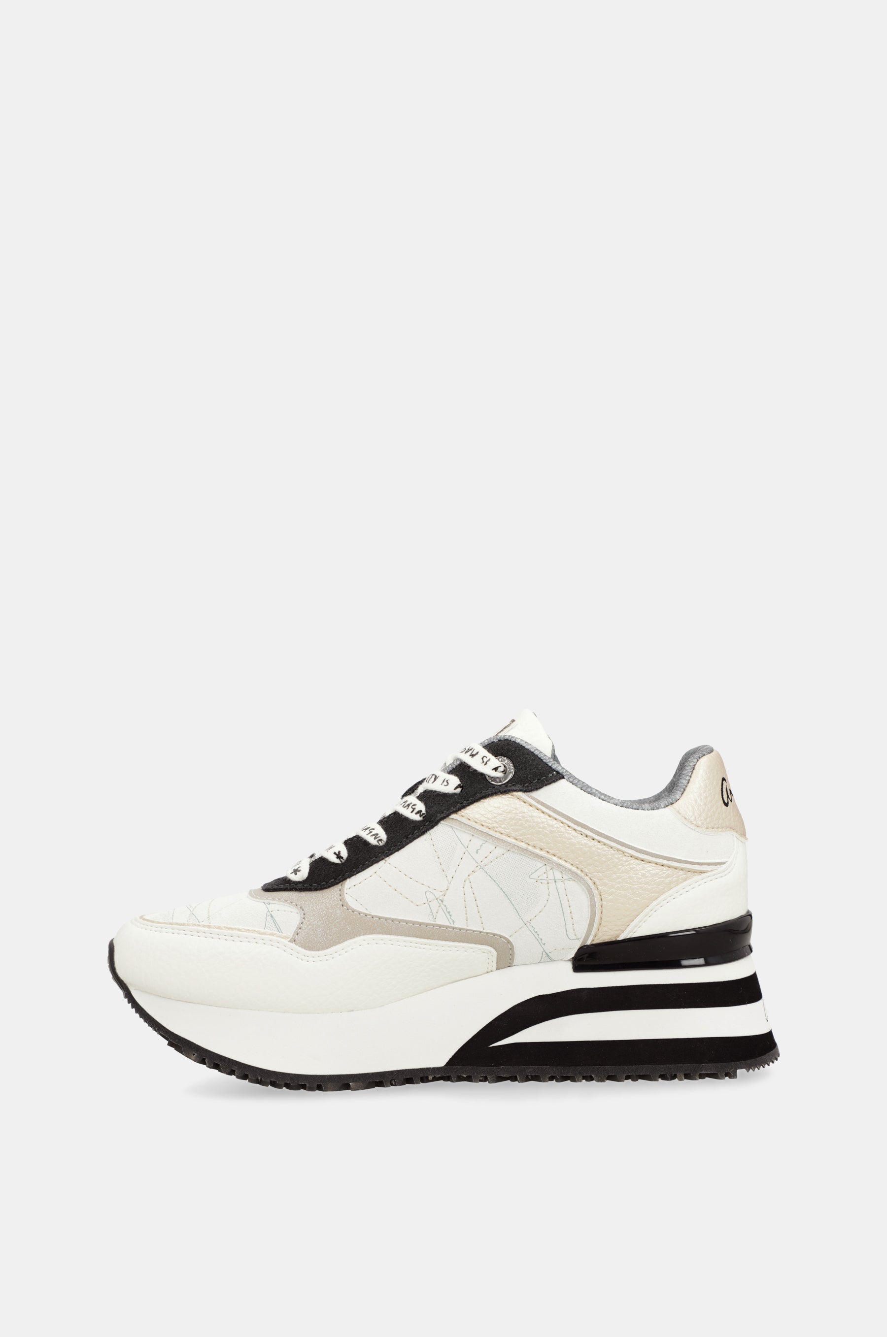 White sneakers with black details