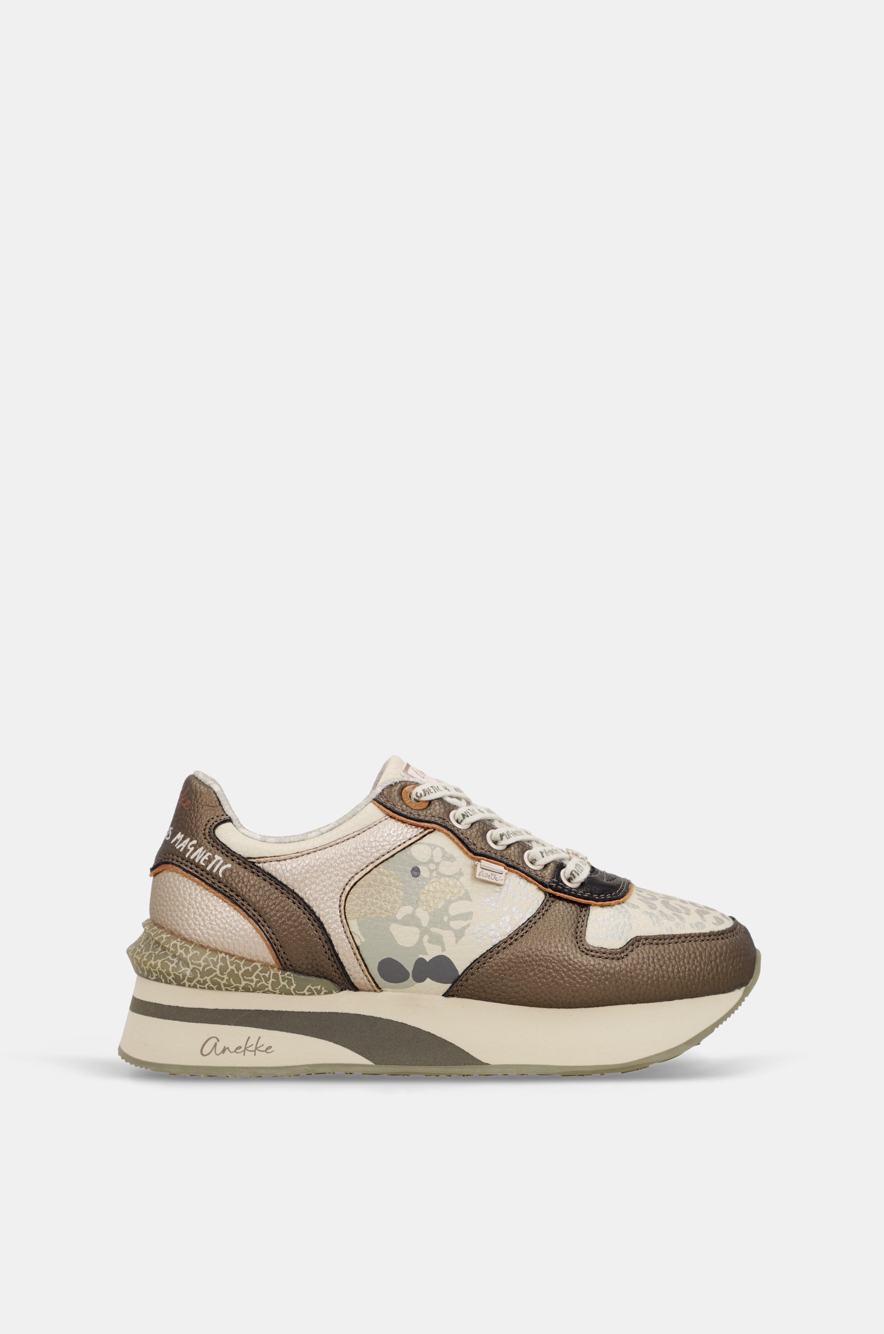 Beige and copper sneakers