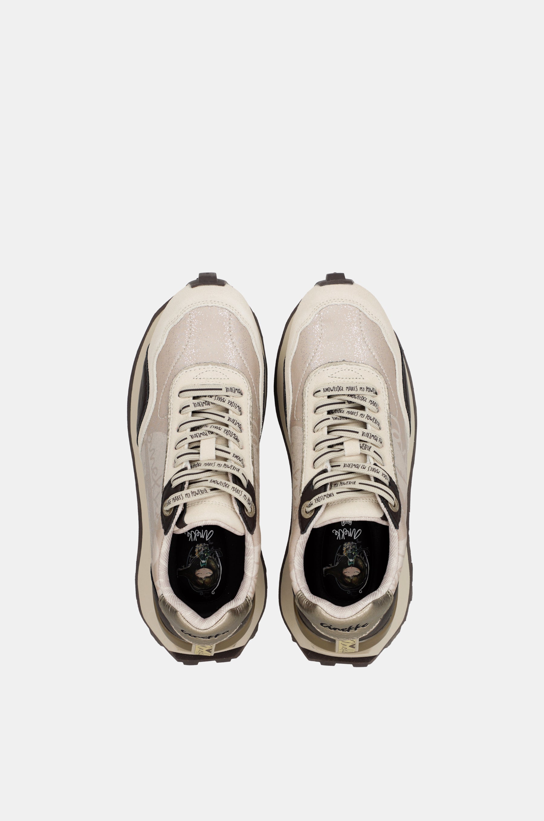 Beige sneakers with brown details