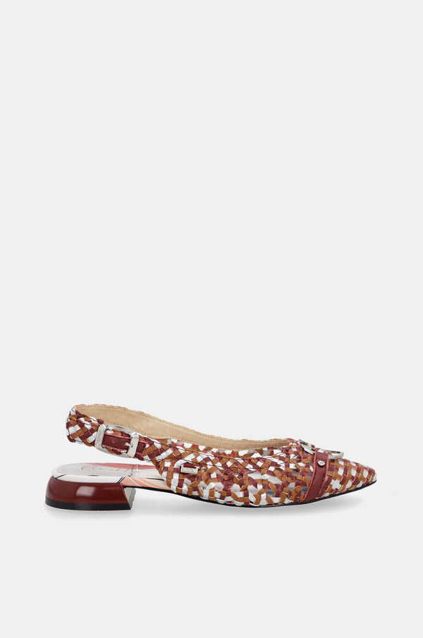 Burgundy slingback sandals