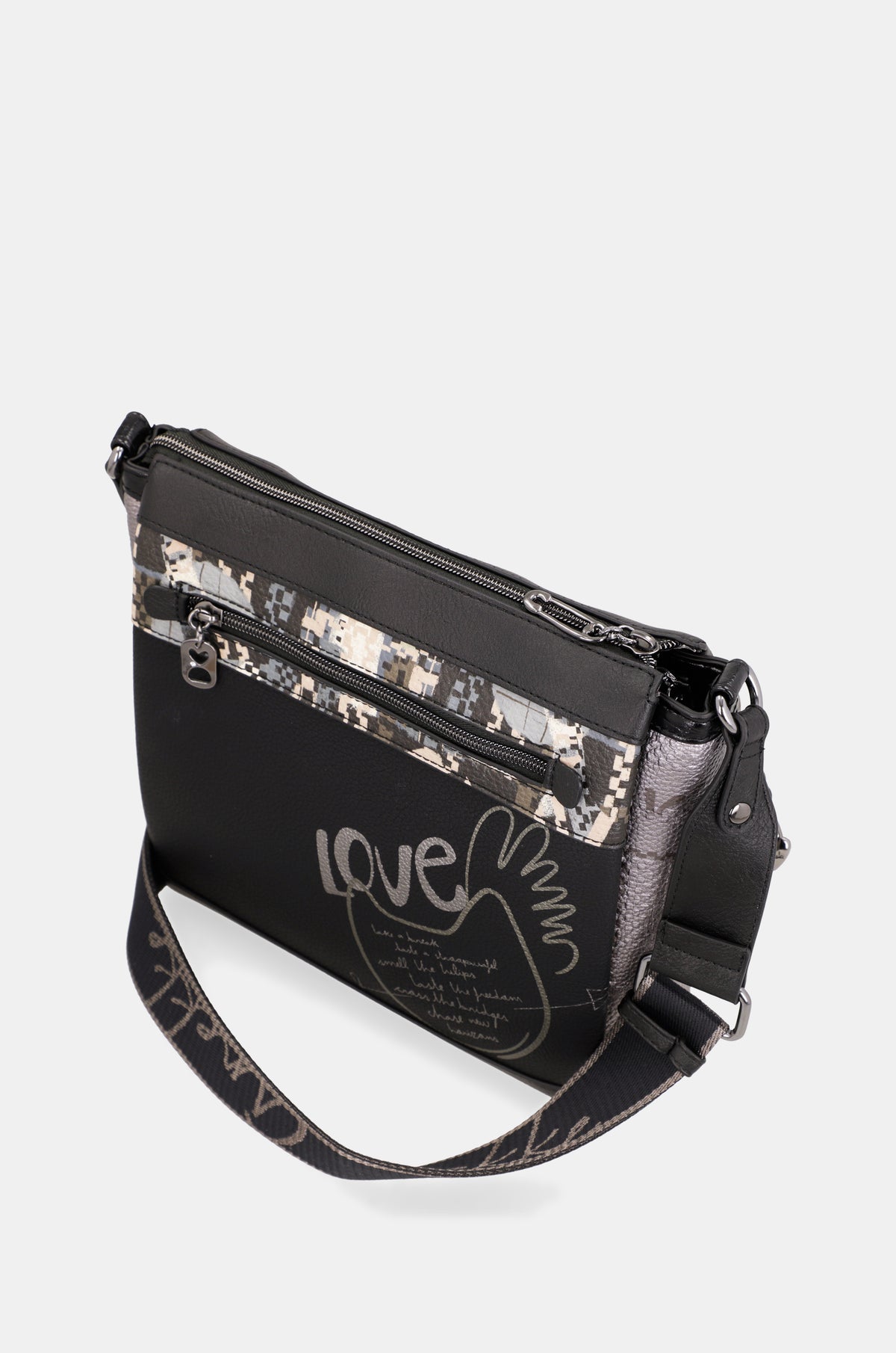 3-compartment crossbody bag Iron