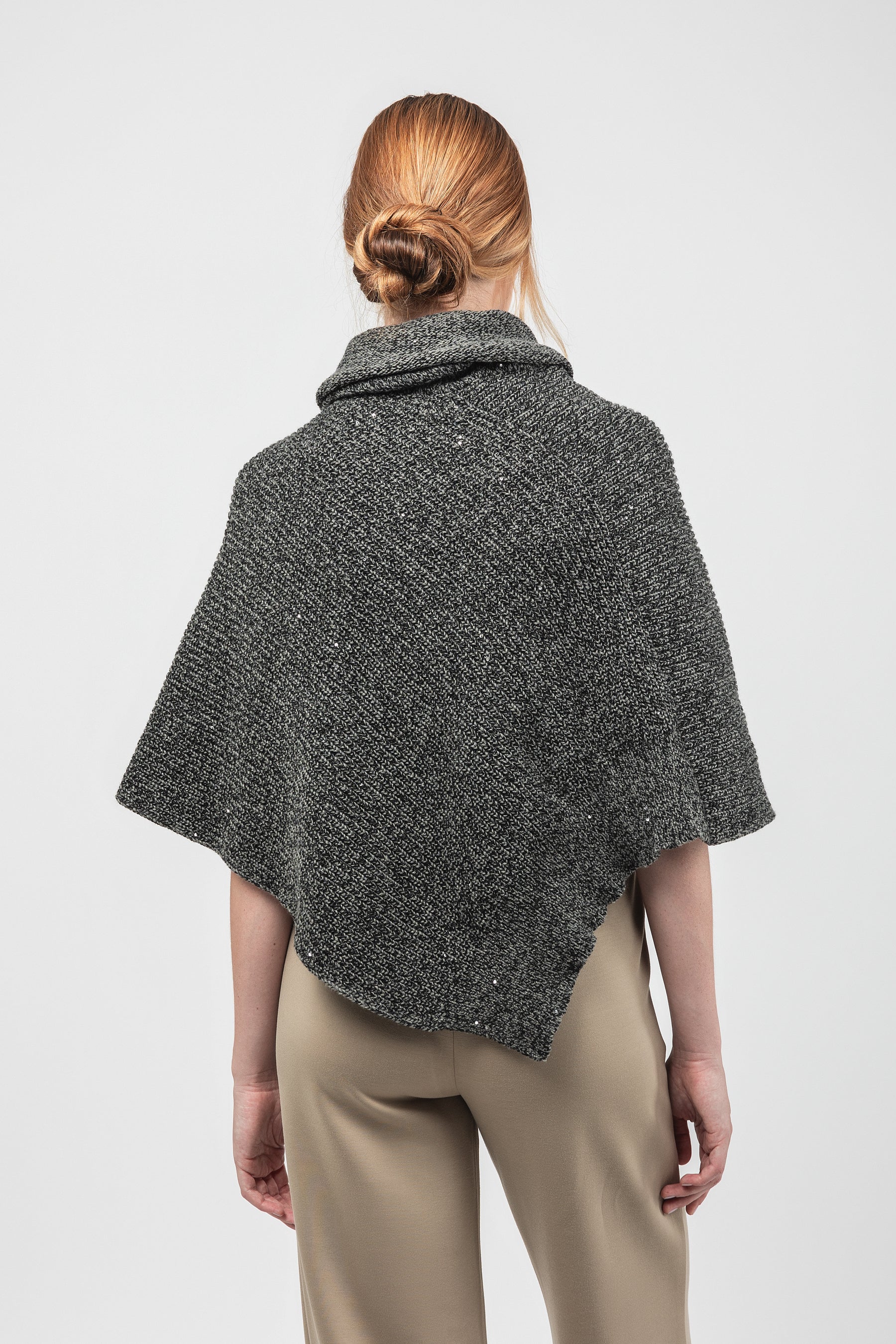 Blue turtleneck poncho