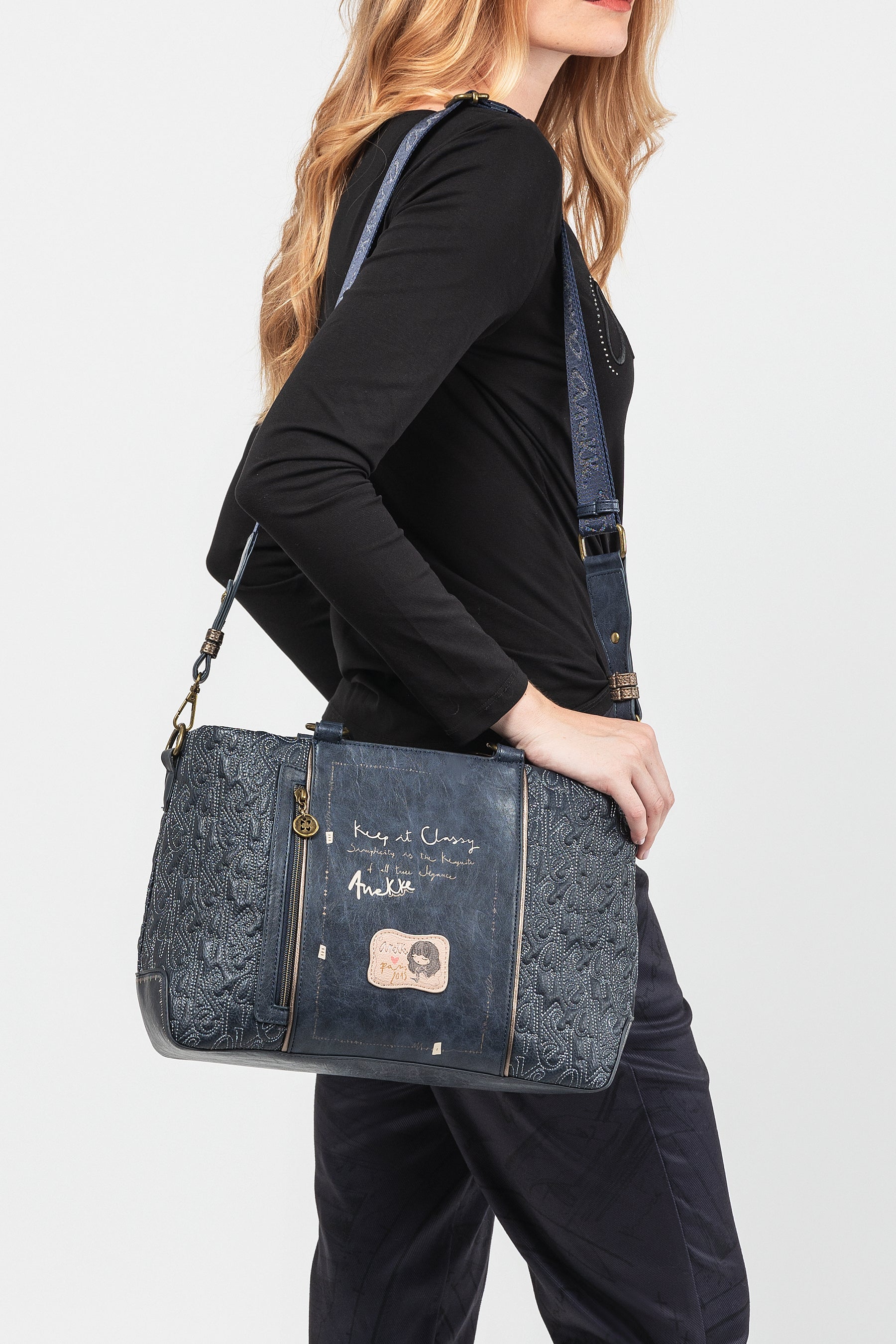 Boutique short-handle bag with shoulder strap
