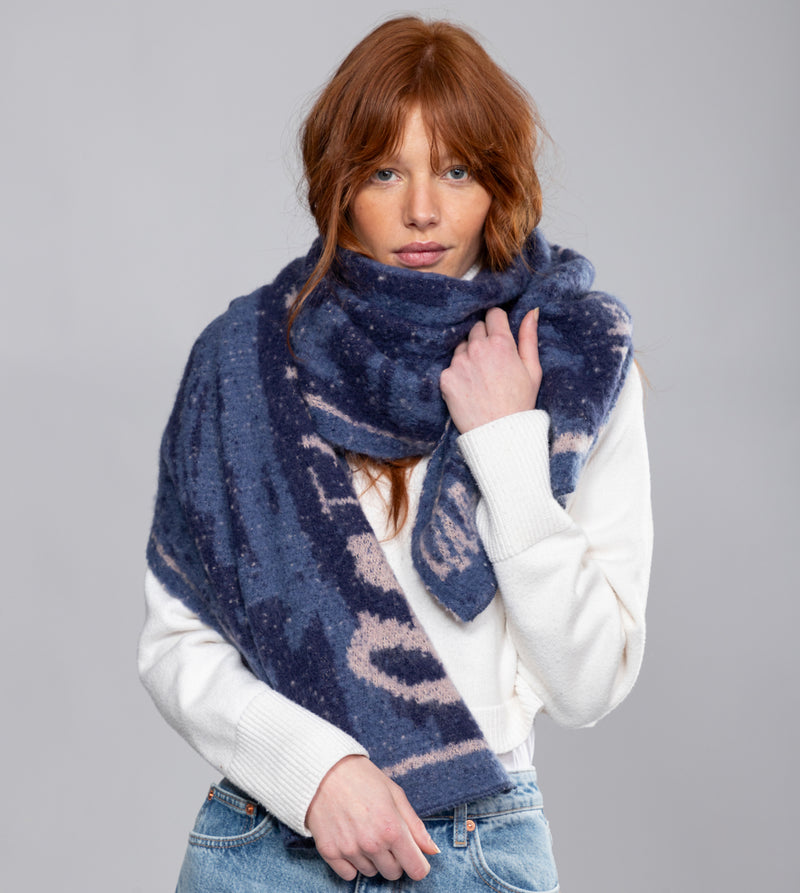 Navy blue Contemporary scarf.