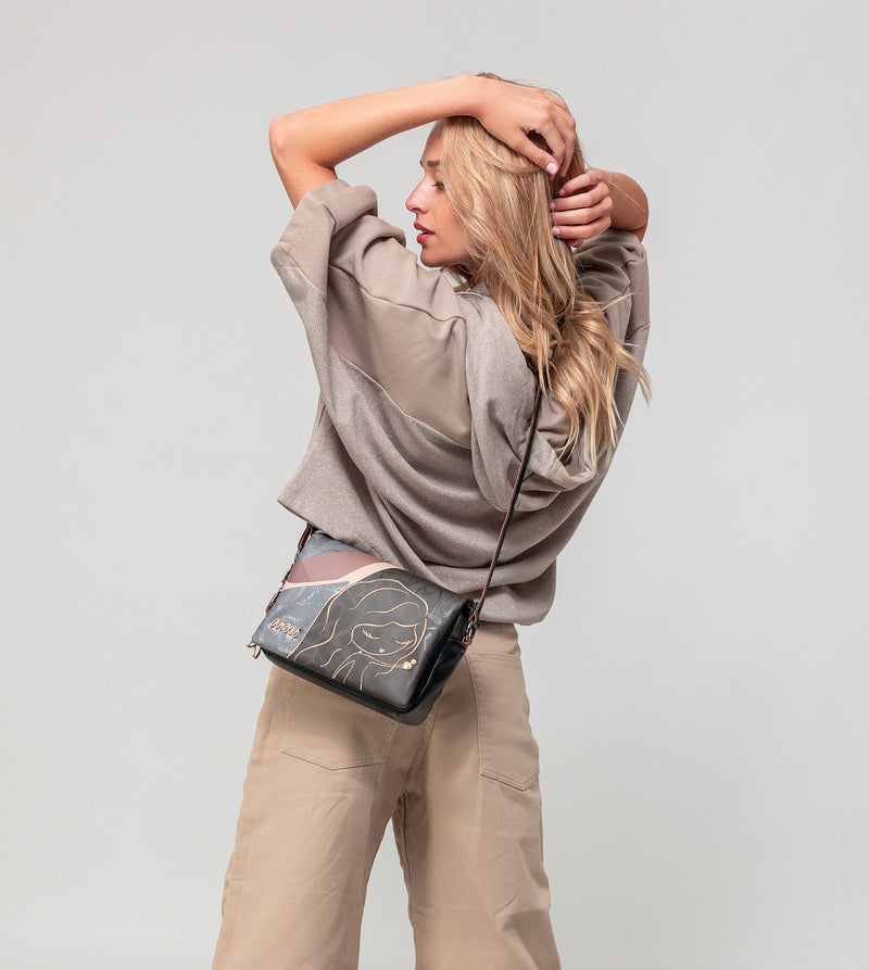 Heartbeat crossbody bag with flap